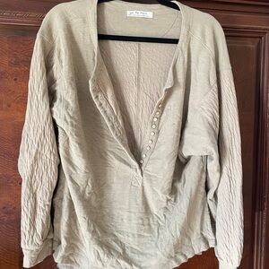 Casual Beige Button-Up Top